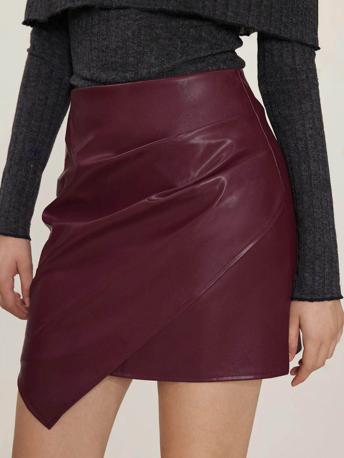 Ruched Mini Skirt with Zipper for Women Opaque Style - Selvanelle