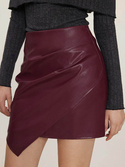 Ruched Mini Skirt with Zipper for Women Opaque Style - Selvanelle