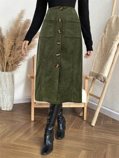 Pocketed Back Elastic Waist Skirt for Effortless Style - Selvanelle