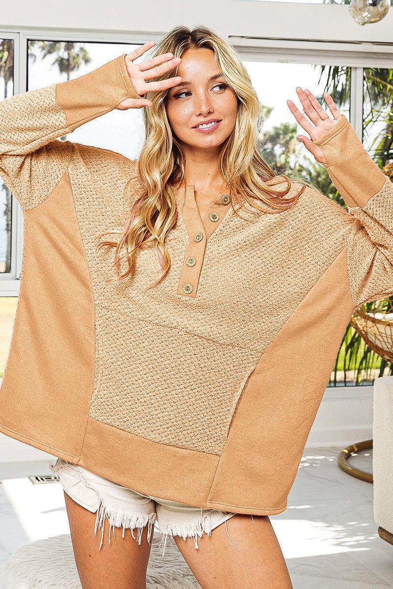 BiBi Thumb Opening Long Sleeve Top with Kangaroo Pocket - Selvanelle