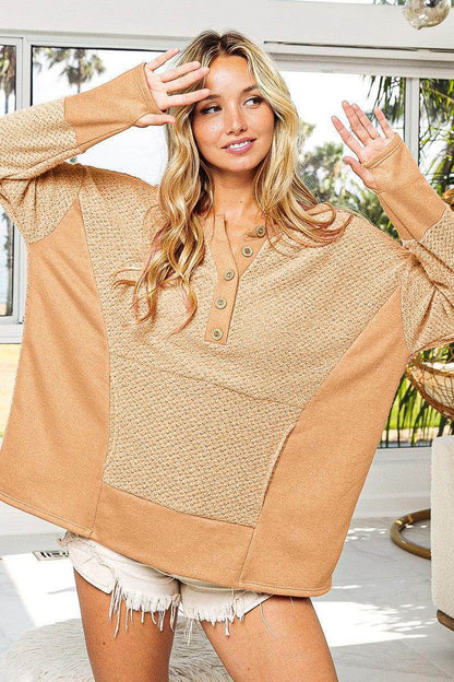 BiBi Thumb Opening Long Sleeve Top with Kangaroo Pocket - Selvanelle