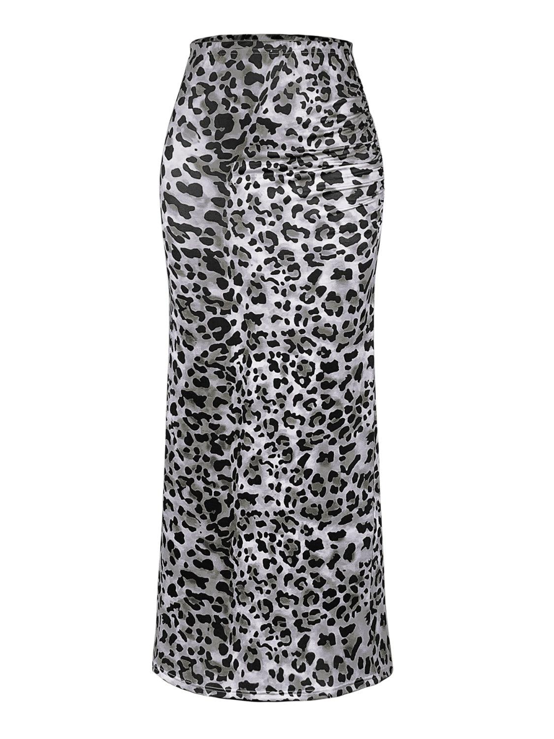 Honey Slit Leopard Midi Skirt for Trendy Casual Wear