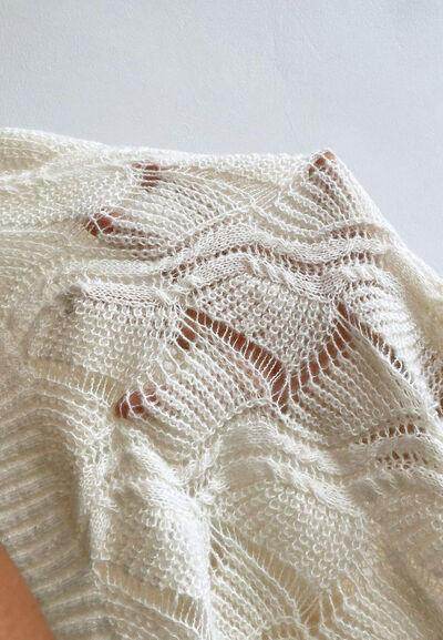 Openwork V-Neck Long Sleeve Sweater for Women Fashion - Selvanelle