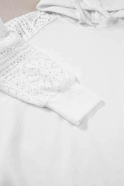 Drawstring Openwork Long Sleeve Hoodie for Women Fashion - Selvanelle