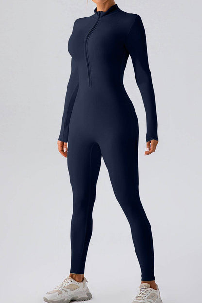 Half Zip Mock Neck Active Jumpsuit for Women Comfort Fit - Selvanelle