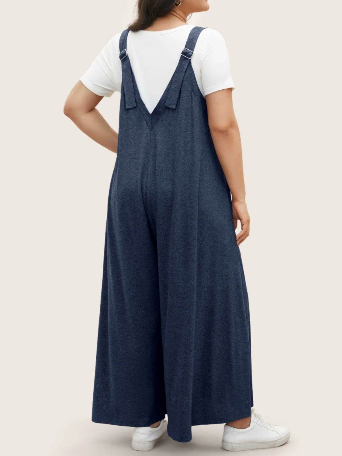 Full Size Pocketed Wide Leg Overalls - Selvanelle