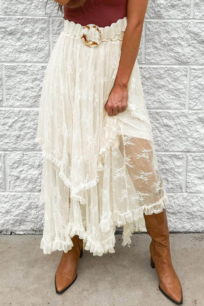Lace Tiered Midi Skirt for Elegant Summer Outfits - Selvanelle