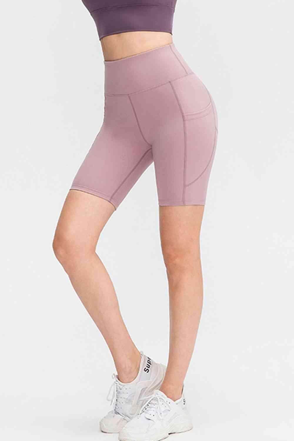 Wide Waistband Sports Shorts with Pockets for Active Wear - Selvanelle