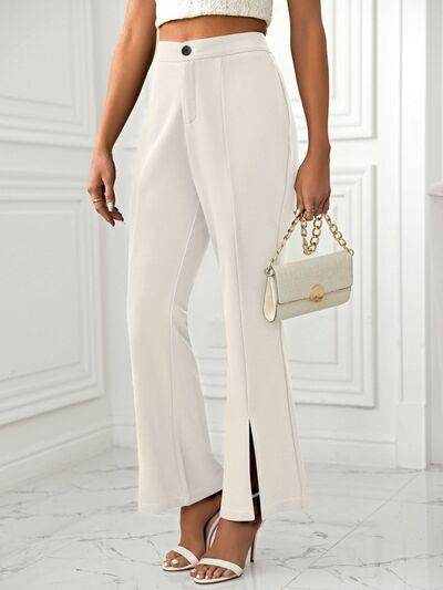 Slit Flare Pants with Pockets for Stylish Comfort - Selvanelle