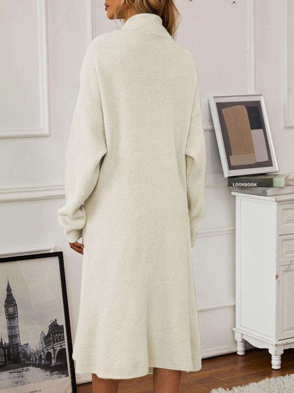 V-Neck Cami Dress and Open Front Cardigan Sweater Set - Selvanelle