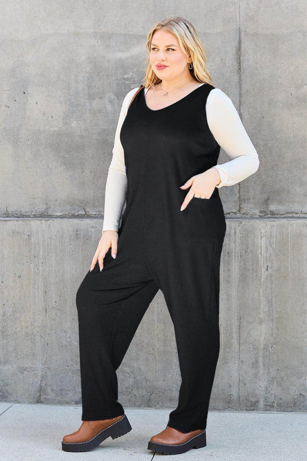Double Take Full Size Sleeveless Straight Jumpsuit for Women - Selvanelle