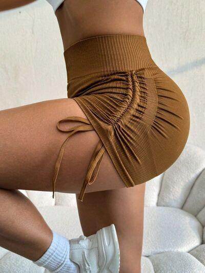Drawstring High Waist Active Shorts for Women Fitness Wear - Selvanelle