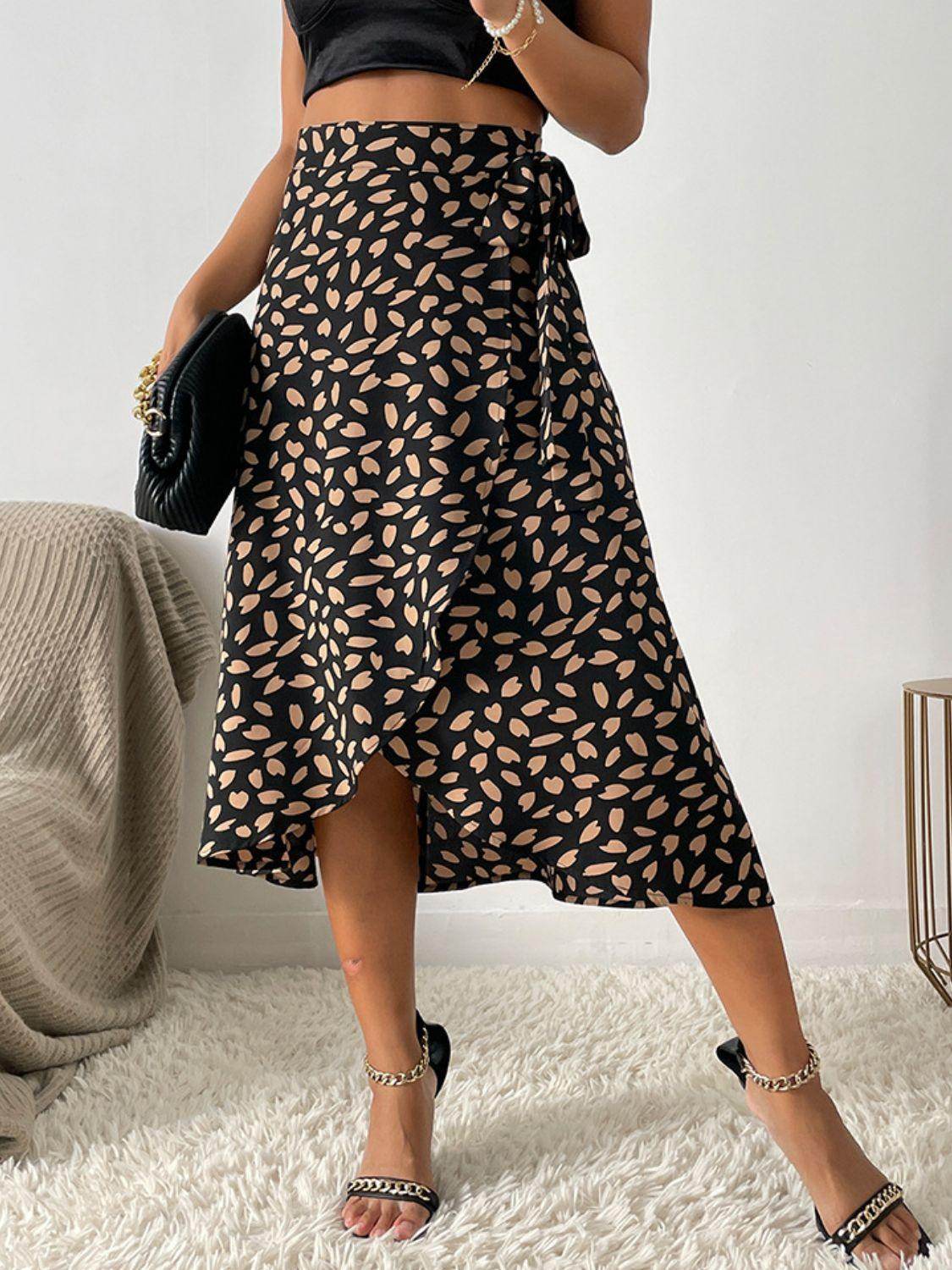 Tied Slit Printed Skirt for Stylish Summer Outfits - Selvanelle