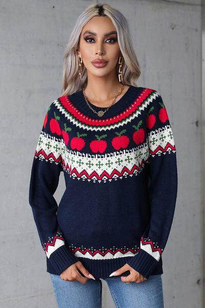 Angel Wings Graphic Round Neck Long Sleeve Sweater for Women - Selvanelle