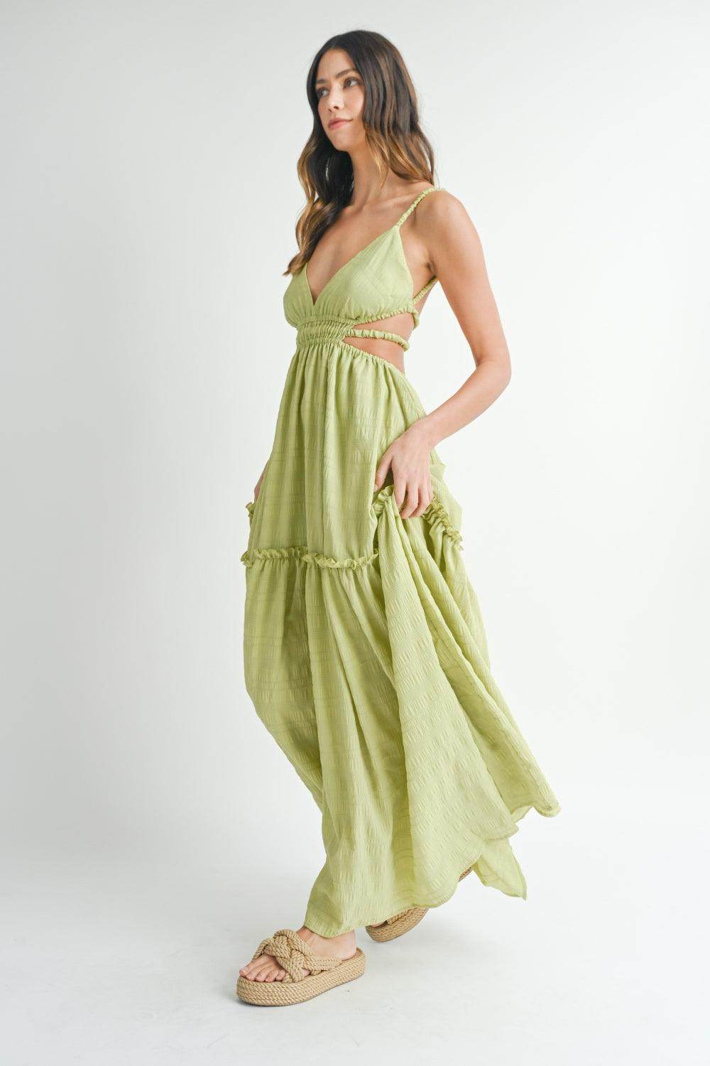 MABLE Cutout Waist Backless Maxi Dress for Special Events - Selvanelle
