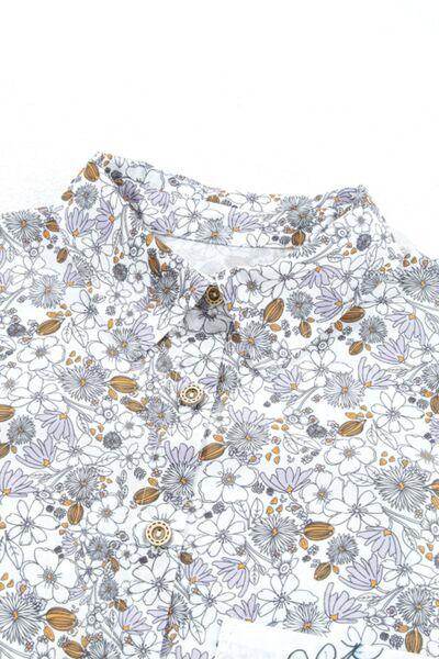 Floral Collared Neck Long Sleeve Shirt for Women Fashion - Selvanelle