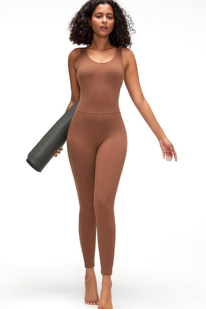 Crisscross Wide Strap Active Jumpsuit for Women Fitness - Selvanelle