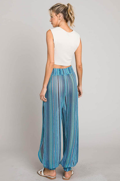 Cotton Bleu by Nu Label Striped Smocked Cover Up Pants - Selvanelle