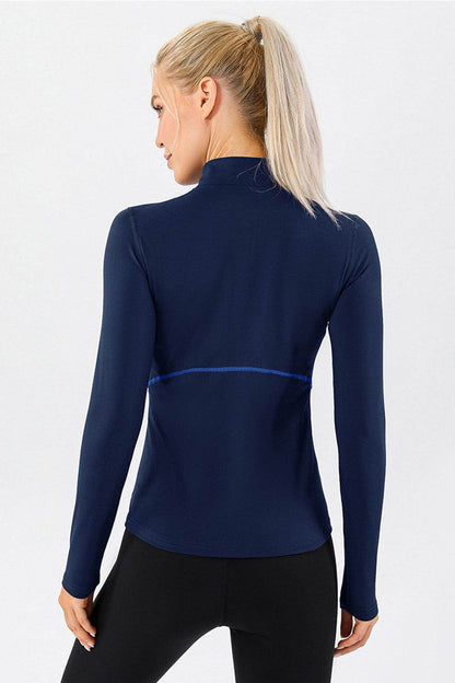 Mock Neck Quarter Zip Active T-Shirt for Women Sports - Selvanelle