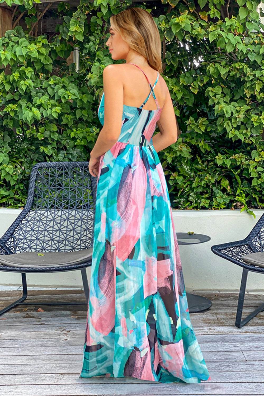 Crisscross Printed Surplice Cami Dress - Selvanelle