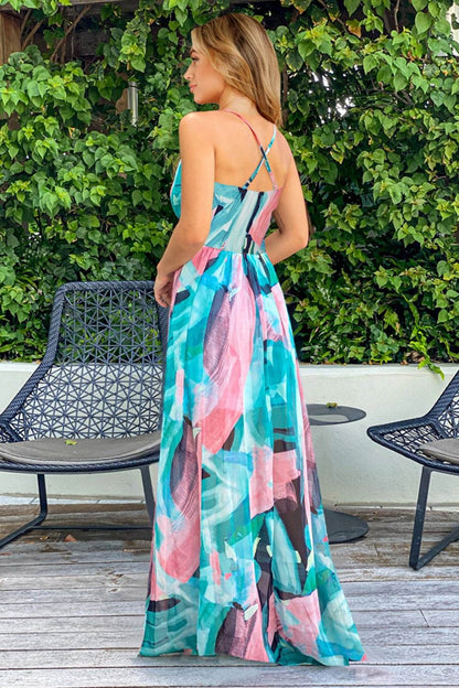 Crisscross Printed Surplice Cami Dress - Selvanelle
