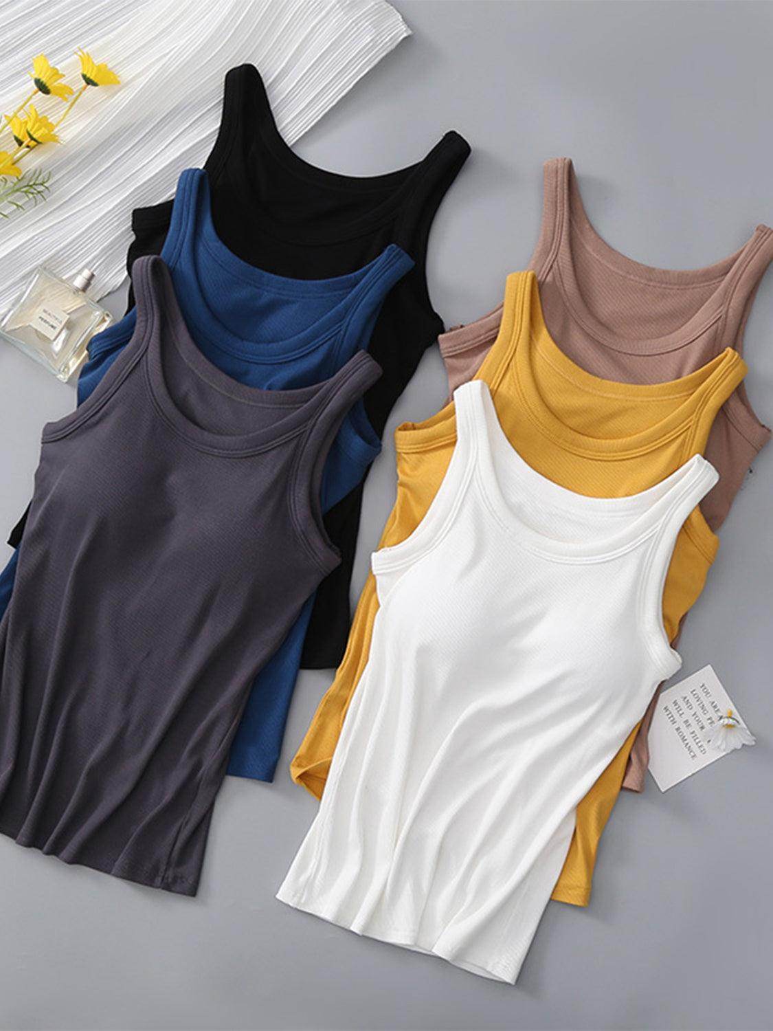 Round Neck Tank with Bra for Everyday Comfort Wear - Selvanelle