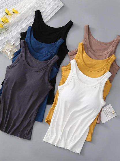 Round Neck Tank with Bra for Everyday Comfort Wear - Selvanelle