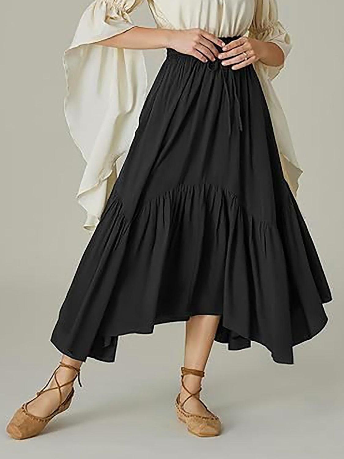 Smocked Waist Band Ruched Layered Skirt for Women Fashion