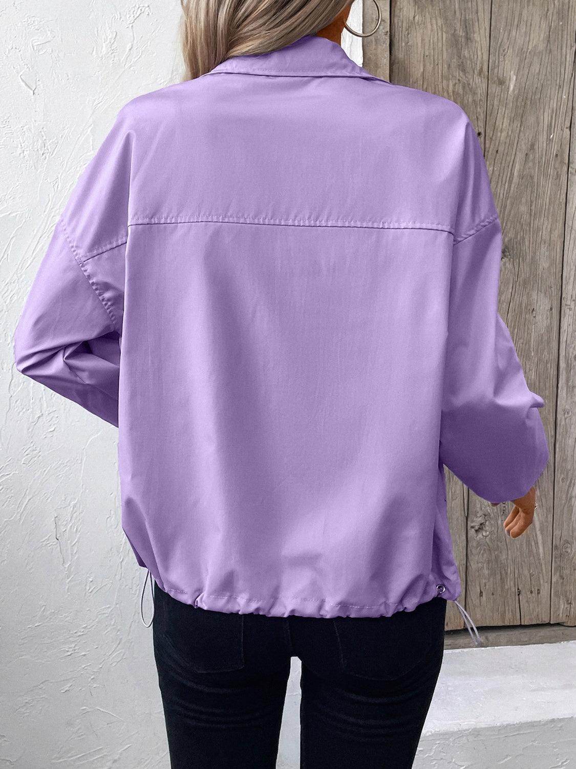 Ivy Lane Pocketed Zip Up Long Sleeve Jacket for Women - Selvanelle