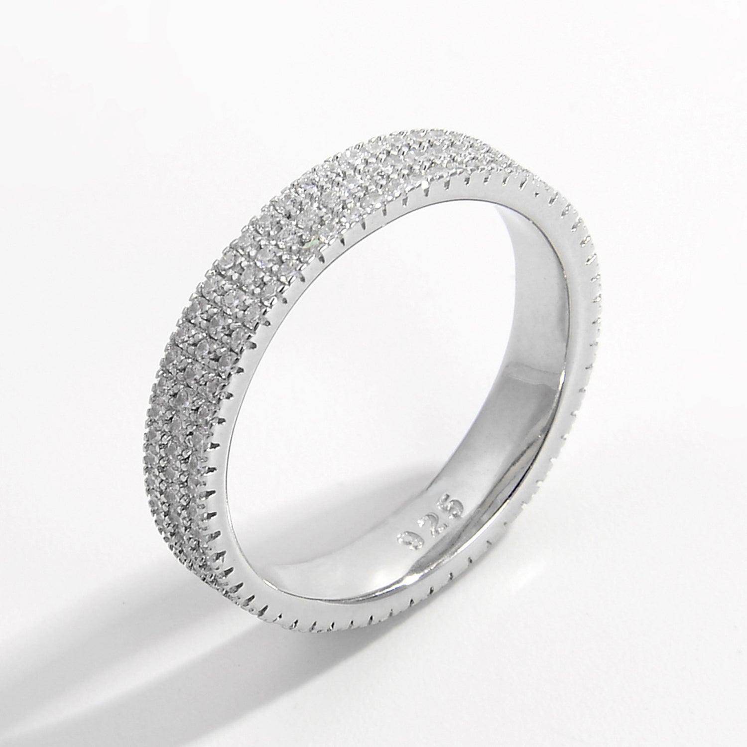 Inlaid Zircon 925 Sterling Silver Ring for Elegant Style - Selvanelle