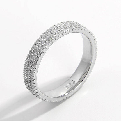 Inlaid Zircon 925 Sterling Silver Ring for Elegant Style - Selvanelle