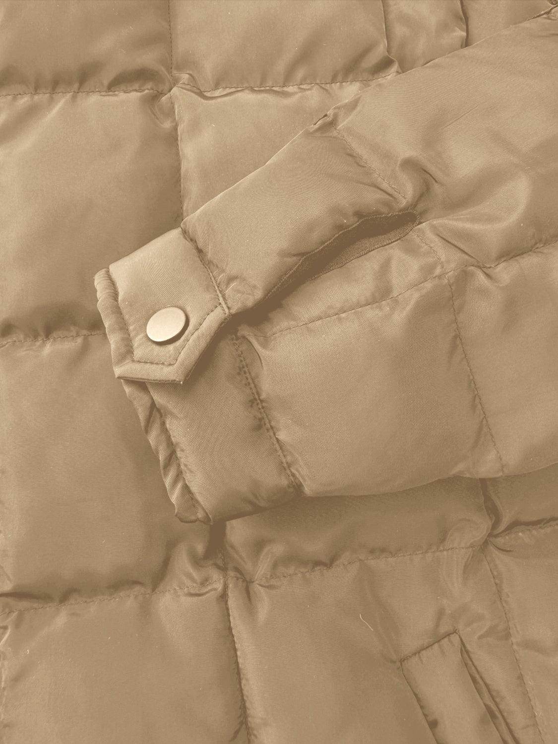 Pocketed Plaid Quilted Zip Up Winter Coat for Women - Selvanelle