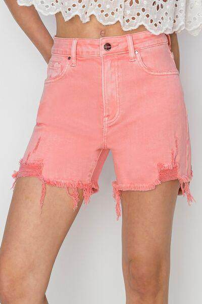 RISEN High Rise Distressed Denim Shorts for Trendy Style - Selvanelle