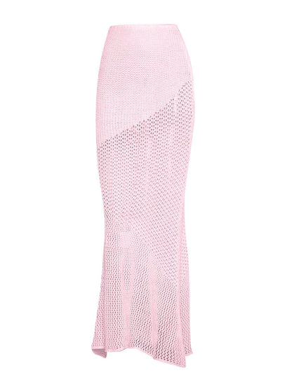 Tied Long Sleeve Top and Skirt Cover Up Set - Selvanelle