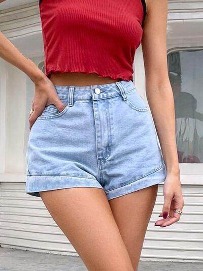 Stylish Denim Shorts with Pockets for Women Summer Wear - Selvanelle