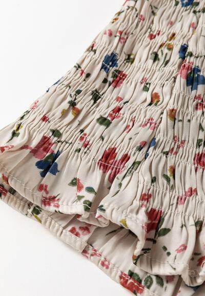 Ruched Printed Scoop Neck Long Sleeve Blouse for Women - Selvanelle