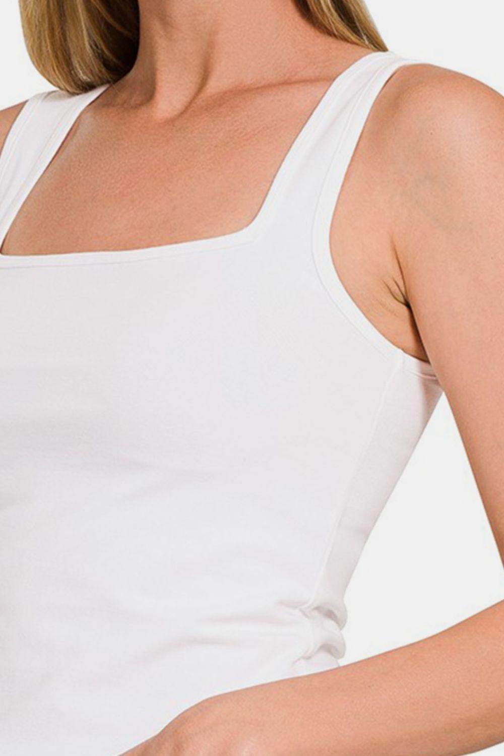 Zenana Square Neck Cropped Tank Top for Stylish Outfits - Selvanelle