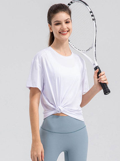 Round Neck Short Sleeve Active Top - Selvanelle