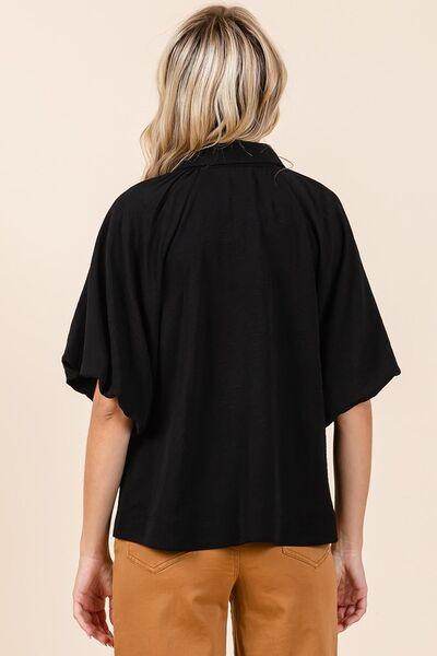 Mittoshop Airflow Short Bubble Sleeve Button Down Shirt - Selvanelle