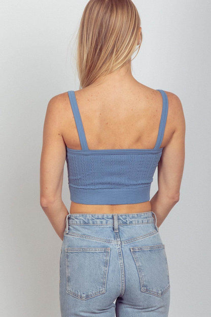 Very J Cable Knit Seamless Cropped Cami for Stylish Comfort - Selvanelle