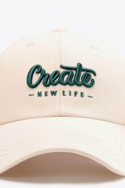CREATE NEW LIFE Adjustable Cotton Baseball Cap for All Sizes - Selvanelle