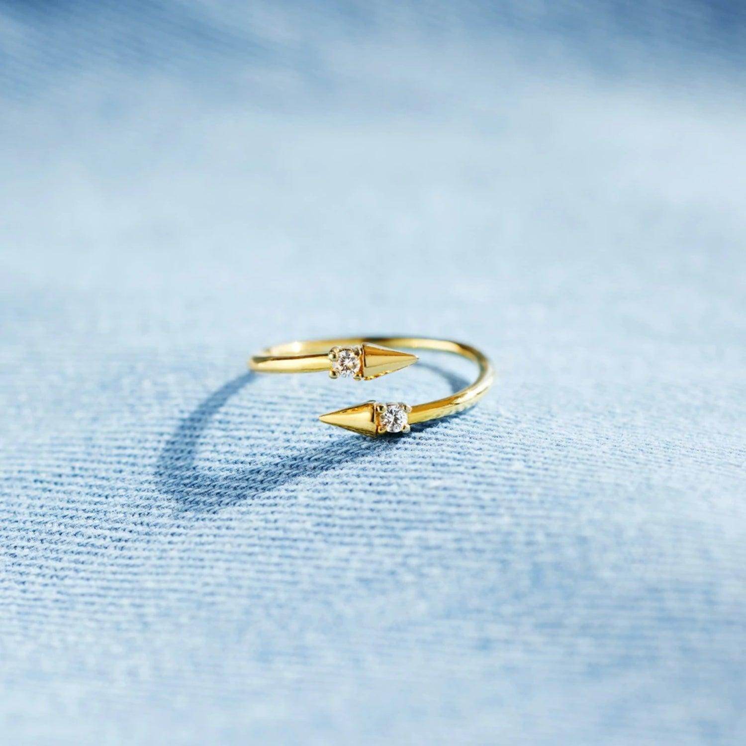 925 Sterling Silver Inlaid Zircon Bypass Ring for Women - Selvanelle