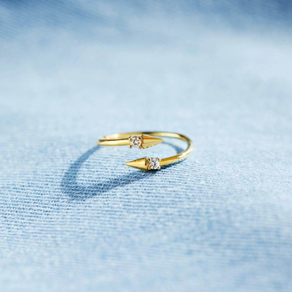 925 Sterling Silver Inlaid Zircon Bypass Ring for Women - Selvanelle