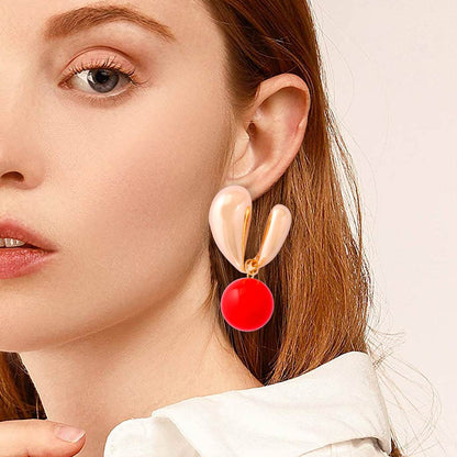 Alloy Drip Oil Bunny Earrings - Selvanelle