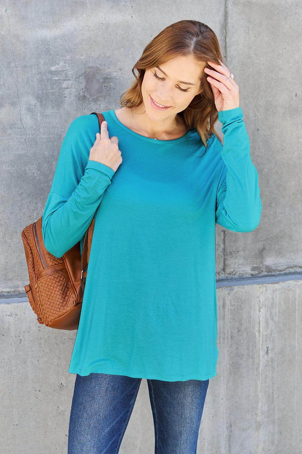 Basic Bae Full Size Round Neck Dropped Shoulder T-Shirt - Selvanelle