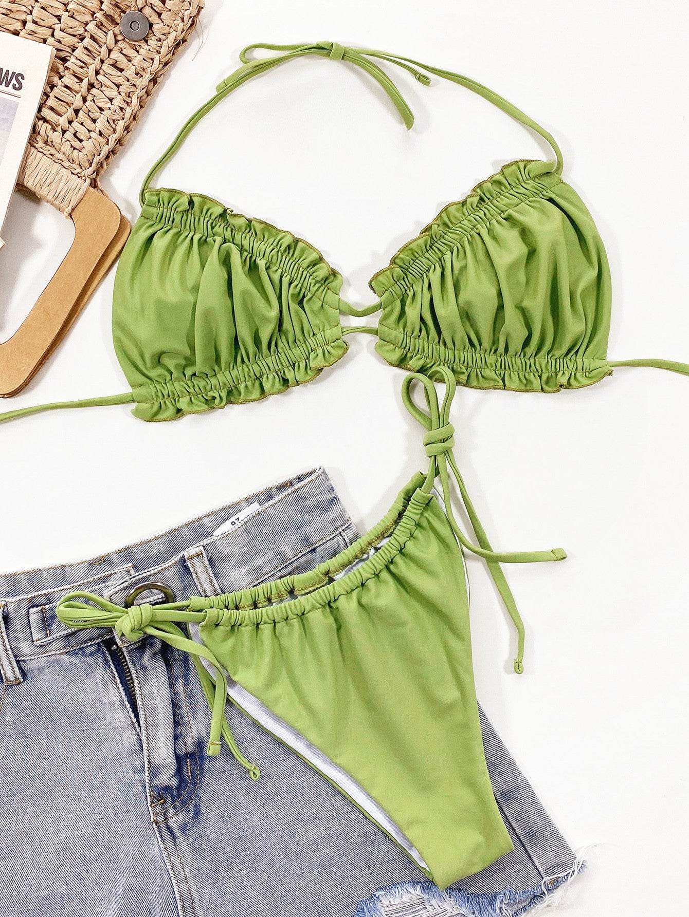 Frill Trill Halter Neck Bikini Set - Selvanelle