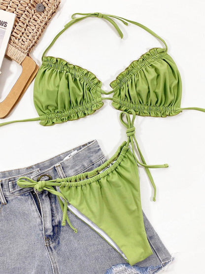 Frill Trill Halter Neck Bikini Set - Selvanelle