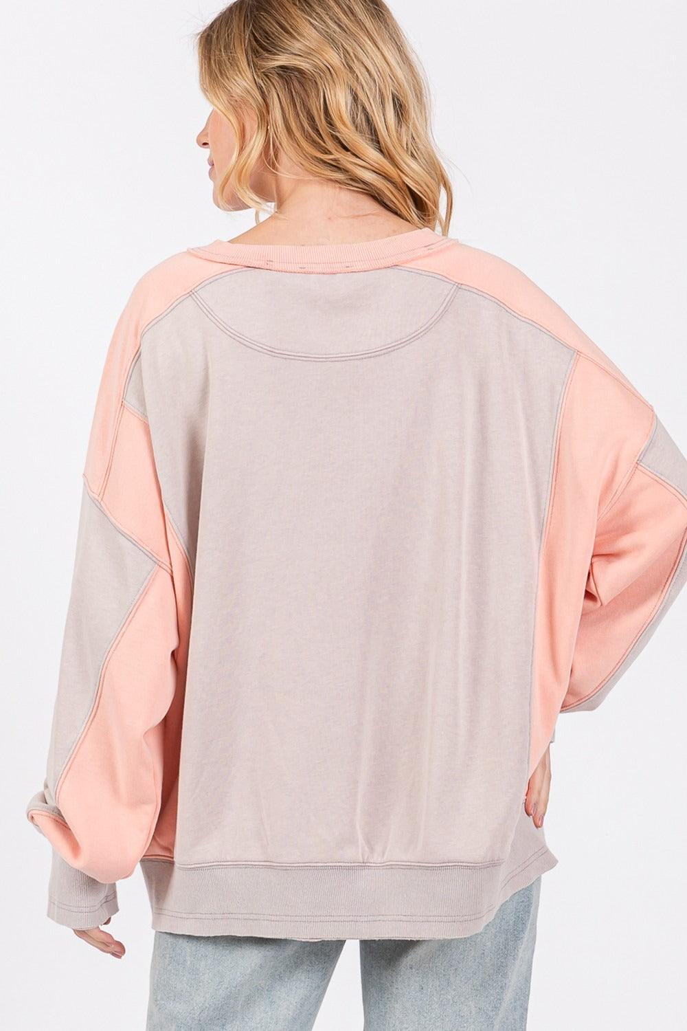 SAGE + FIG Color Block Round Neck Sweatshirt for Women