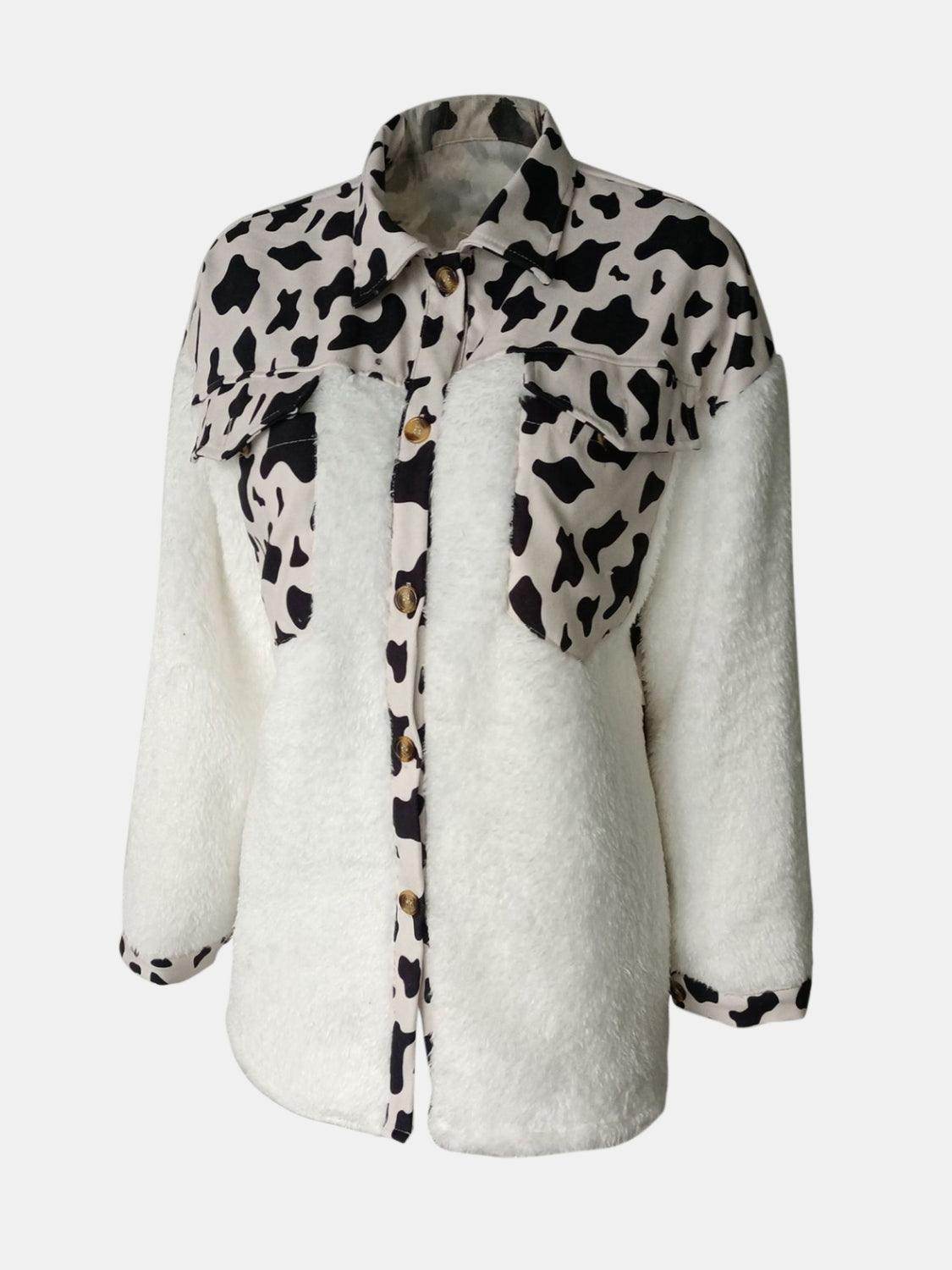 Fuzzy Button Up Long Sleeve Jacket for Cozy Style - Selvanelle