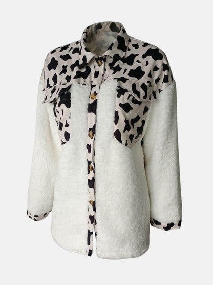 Fuzzy Button Up Long Sleeve Jacket for Cozy Style - Selvanelle